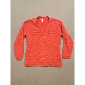 L.L. Bean Womens Cardigan Sweater Button Long Sleeve Red Size Large